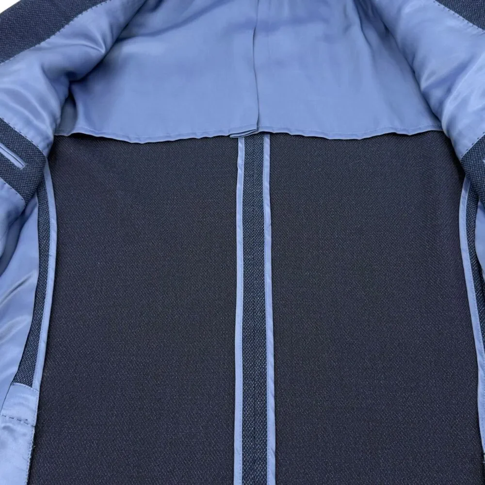 NWT Hart Schaffner Marx 10 Pocket Textured Wool Sportcoat Blazer Blue 42L